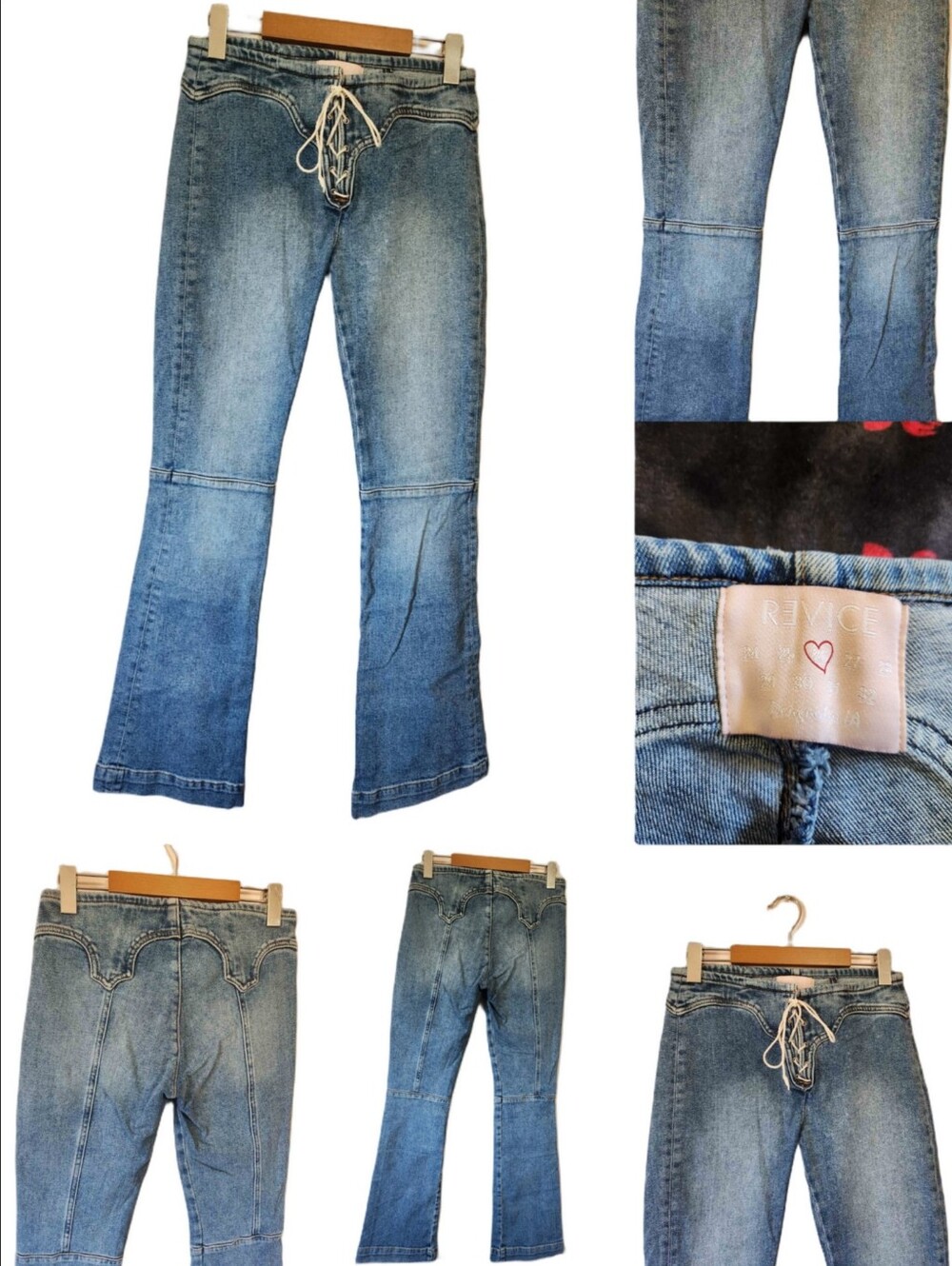 REVICE Denim Encore / Wild west Lace-Up Pintuck Flare Jeans Size 26 - Like New